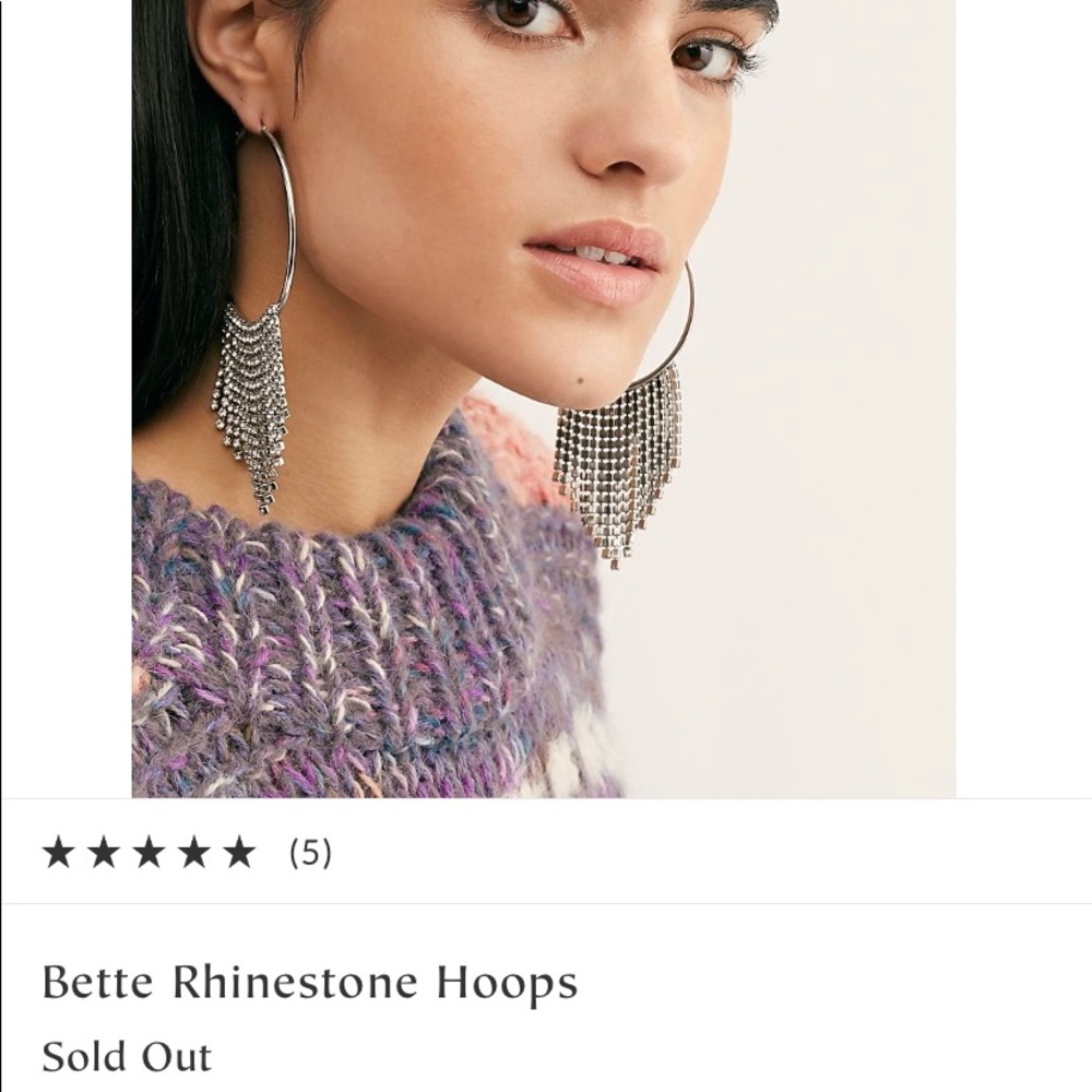 NWT Free People FP Bette rhinestone hoop earrings
